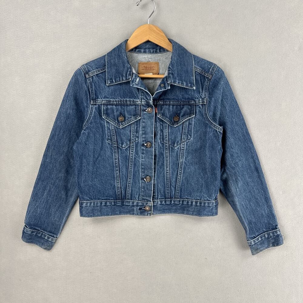Vintage Levi's Denim Jacket Womens Small Blue Type 3 2 Pocket Trucker USA 90s